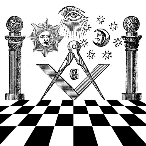 masonic pillars checkered floor